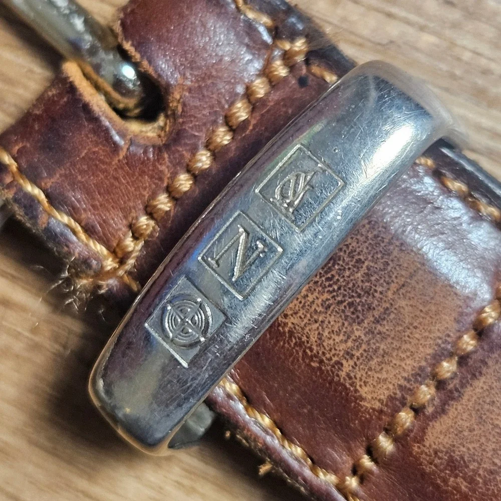 Eurometal Italy Leather Western Belt Silver Tone Buckle 40 Stamped Logo 6101